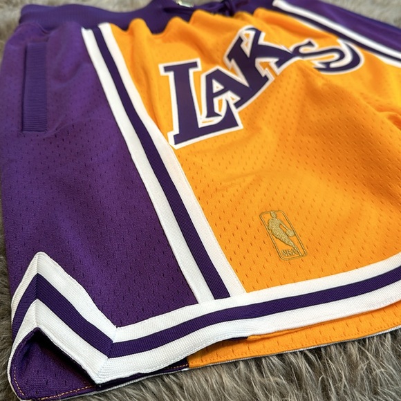 Los Angeles Lakers Mitchell & Ness Authentic NBA x Just Don Mesh Shorts - Gold - Picture 2 of 4